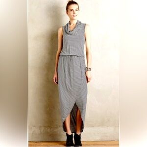 Anthropologie Dolan Left Coadt Striped Cowl Neck Midi dress Size M